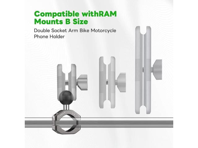 FANAUE CC-05 Aluminum Handlebar Clamp Mount U-bolt Base Compatible with RAM Mounts B size 1 inch Ball Double Socket Arm & Bike Motorcycle Phone...