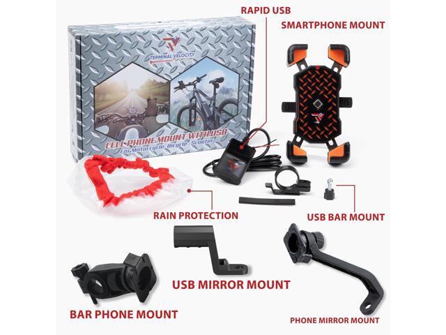 Terminal Velocity Sport-Cell Phone Holder with Dual USB Rapid Charger/Motorcycle Communication Bundle/Super Secure Speed Mount /12volt IP-67 USB-A...