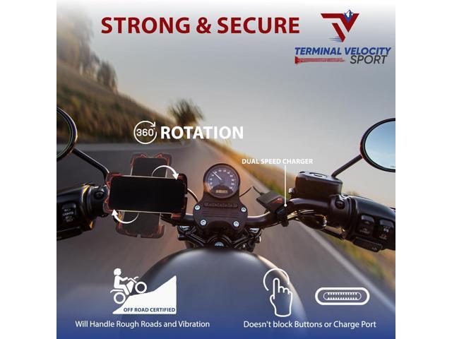 Terminal Velocity Sport-Cell Phone Holder with Dual USB Rapid Charger/Motorcycle Communication Bundle/Super Secure Speed Mount /12volt IP-67 USB-A...