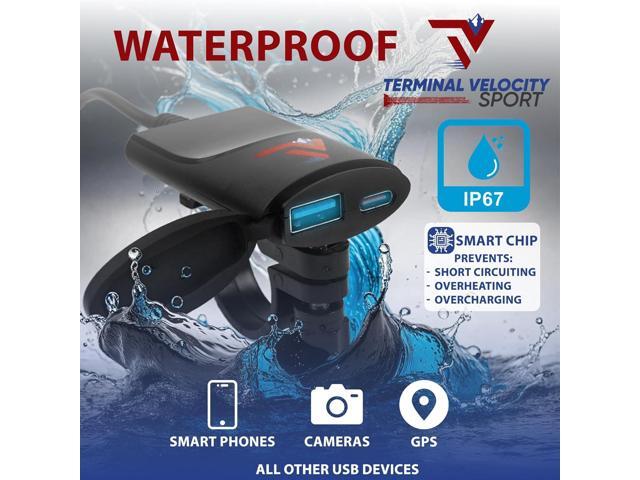 Terminal Velocity Sport-Cell Phone Holder with Dual USB Rapid Charger/Motorcycle Communication Bundle/Super Secure Speed Mount /12volt IP-67 USB-A...