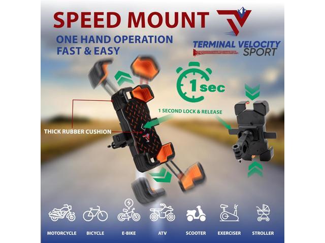 Terminal Velocity Sport Cell Phone Mount for Motorcycle bicycl E-Bike Scooter Stroller and Stationary Bike. Sturdy, 360 Lockable Design with Speed...