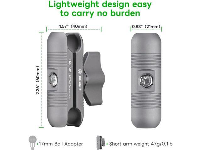FANAUE Double Socket Arm Connects to 17mm Ball Head Adapter Only, Compatible with Garmin GPS Mount and Bike Motorcycle Phone Holder, Made of...