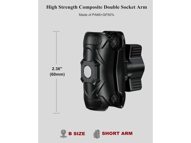 BRCOVAN 2PCS Double Socket Arm High Strength Composite Short Arm Compatible with RAM Mounts B Size 1 Inch Ball Components & Bike Motorcycle Phone...