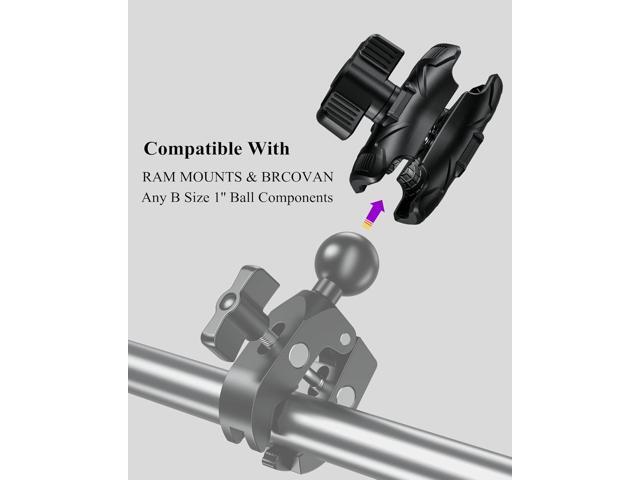 BRCOVAN 2PCS Double Socket Arm High Strength Composite Short Arm Compatible with RAM Mounts B Size 1 Inch Ball Components & Bike Motorcycle Phone...