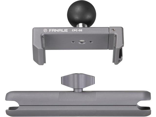 FANAUE Aluminum Phone Holder with 150mm Double Socket Arm Compatible with 6-8.5' Smartphone - with B Size 1' Ball Components for RAM Mounts