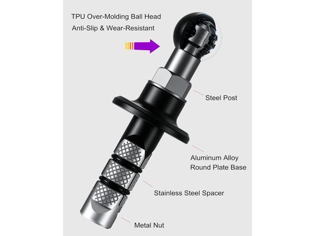 BRCOVAN Metal Motorcycle Fork Stem Mount Base with 17mm TPU Ball for Stems 12mm to 25.4mm in Diameter, Compatible Motorcycle Bike Phone Mount...