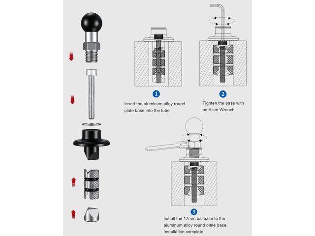 BRCOVAN Metal Motorcycle Fork Stem Mount Base with 17mm TPU Ball for Stems 12mm to 25.4mm in Diameter, Compatible Motorcycle Bike Phone Mount...