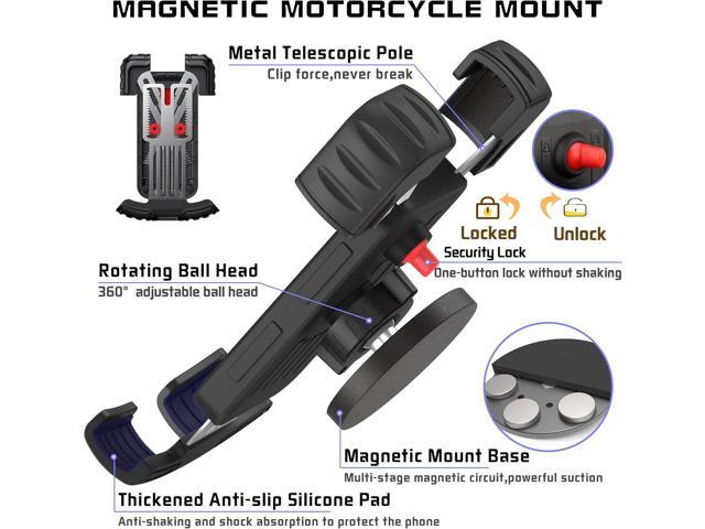 ULIBERMAGNET Motorcycle Magnetic Phone Mount,Heavy Duty Adjustable Magnetic Cell Phone Holder with Security Lock,Anti Shake 360°...
