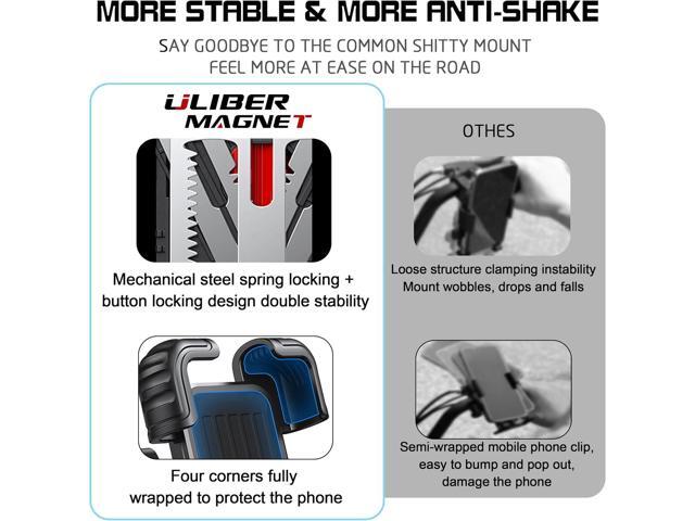 ULIBERMAGNET Motorcycle Magnetic Phone Mount,Heavy Duty Adjustable Magnetic Cell Phone Holder with Security Lock,Anti Shake 360°...