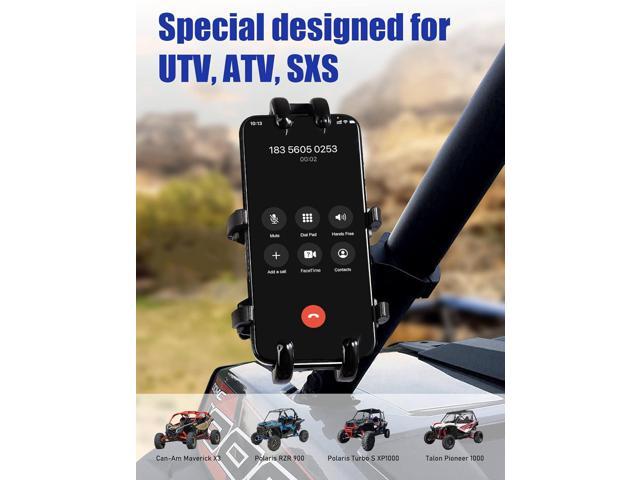 UTV Phone Holder, Aluminum Alloy Heavy Duty Cell Phone Mount for UTV/SXS,360° Adjustable Mounting Bracket Fits 1.75-2 Roll Cage, 8 Claws Tightly...