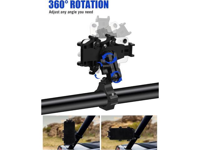 UTV Phone Holder, Aluminum Alloy Heavy Duty Cell Phone Mount for UTV/SXS,360° Adjustable Mounting Bracket Fits 1.75-2 Roll Cage, 8 Claws Tightly...