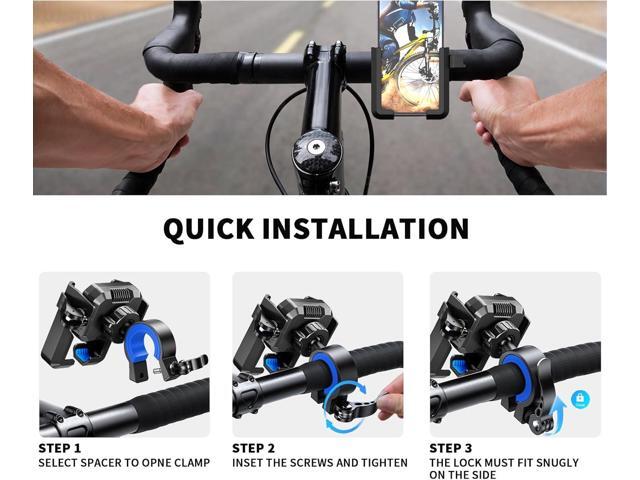 Bike & Motorcycle Phone Mount - Unobstructed Camera View Bicycle Handlebar Phone Clamp - Silicone-Wrapped Scooter Holder for 4.7''-7'' iPhone,...