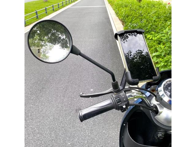 Motorcycle Phone Mount, Universal Cell Phone Rearview Mirror Holder Bracket Stand for Motorcycle Bike, Moped Scooter, Motorbike, Clamp Fits 4.7' to...