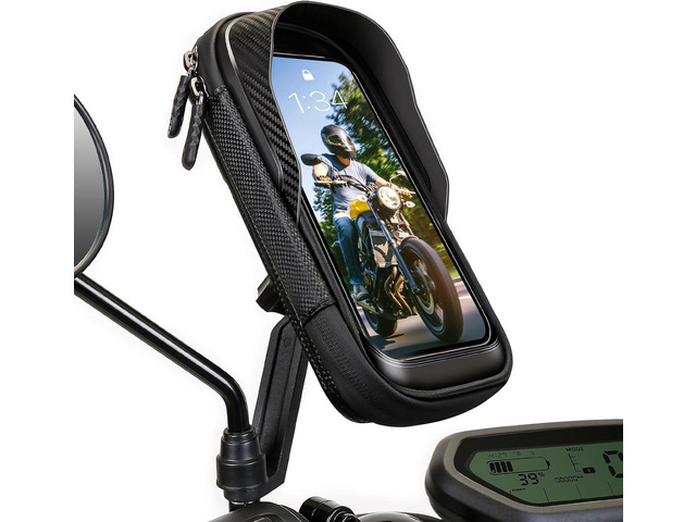 Waterproof Motorcycle Phone Mount 360° Rotation Motorcycle Rearview Mirror Phone Holder Anti-Shake Large Capacity Motorcycle Cell Phone Holder with...