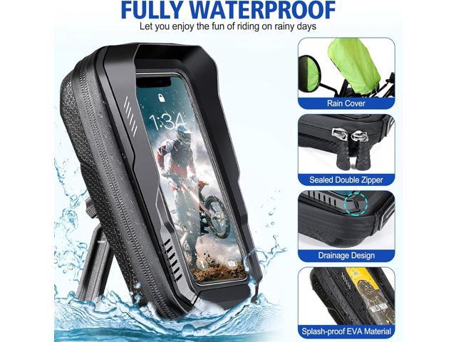 BKNOOU Motorcycle Phone Holder Waterproof Motorcycle Cell Phone Mount 360°Rotation Anti-Shake Upgrade Sun Visor Rain Cover Rearview Mirror Phone...