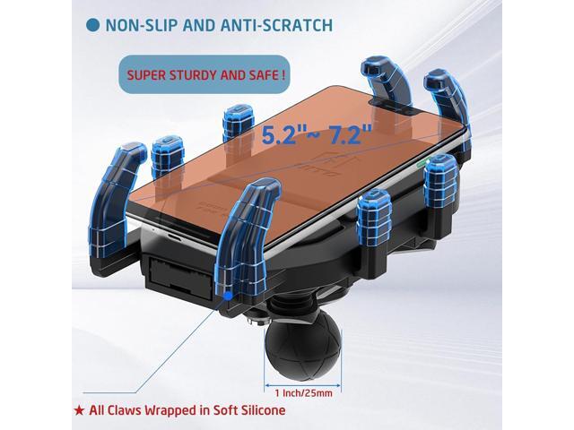 Vibration Damping Motorcycle Phone Mount -Shock Absorbing Bracket with Anti-Theft Design & 1' Ball Base 360° Rotation Universal for 4.0'-7.2'...