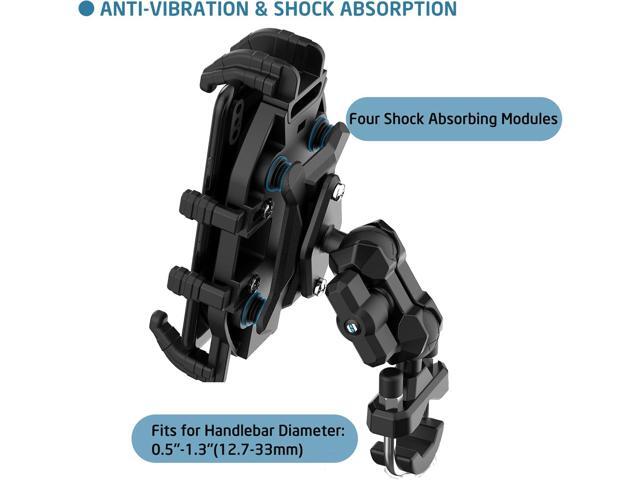 Vibration Damping Motorcycle Phone Mount -Shock Absorbing Bracket with Anti-Theft Design & 1' Ball Base 360° Rotation Universal for 4.0'-7.2'...
