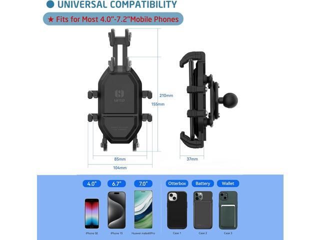 Vibration Damping Motorcycle Phone Mount -Shock Absorbing Bracket with Anti-Theft Design & 1' Ball Base 360° Rotation Universal for 4.0'-7.2'...