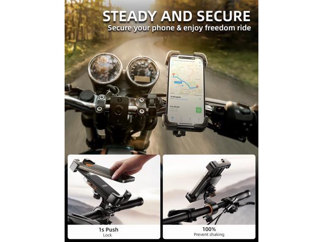 Motorcycle Phone Mount, Bike Phone Holder, [2025 Upgrade] One Hand Operation Scooter Phone Holder, ATV Phone Mount, for iPhone,Bicycle Handlebar...