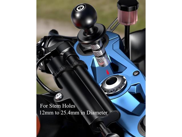 BRCOVAN Metal Motorcycle Fork Stem Mount Base with 1'' TPU Ball for Stem Holes 12mm to 25.4mm in Diameter, Compatible with RAM Mounts B Size 1 Inch...