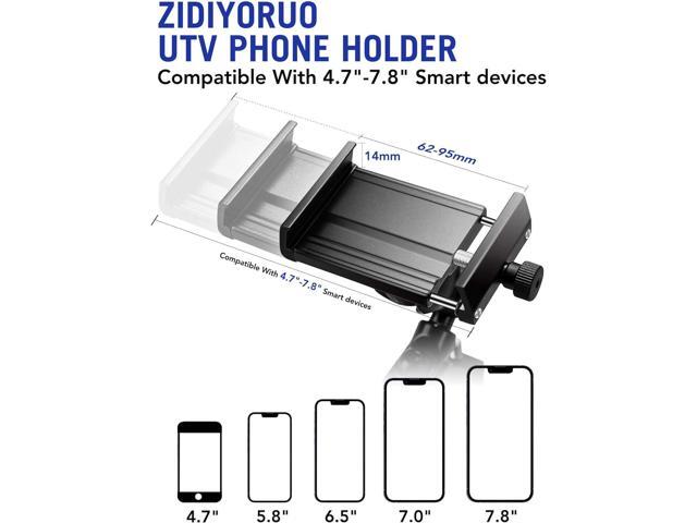 UTV Phone Holder, SXS Phone Holder Mount on 1.75'-2' Roll Cage Bar, Fits 4.7'-7.8' Smart Devices. Stable and Strong Design for UTV ATV and SXS....