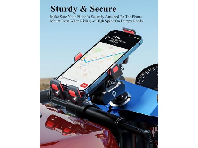 BRCOVAN Aluminum Alloy Motorcycle Fork Stem Phone Mount with Vibration Dampener & High-Speed Secure Lock, Anti-Theft Adjustable Motorcycle...