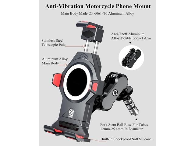 BRCOVAN Aluminum Alloy Motorcycle Fork Stem Phone Mount with Vibration Dampener & High-Speed Secure Lock, Anti-Theft Adjustable Motorcycle...
