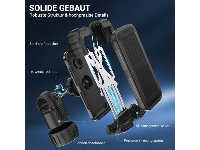 Bicycle Cell Phone Holder, 360 Degree Adjustable, Quick Mount, Bicycle Handlebar Cell Phone Holder for iPhone 16 15 14 Pro Max / 13/12, 4.7-7'...