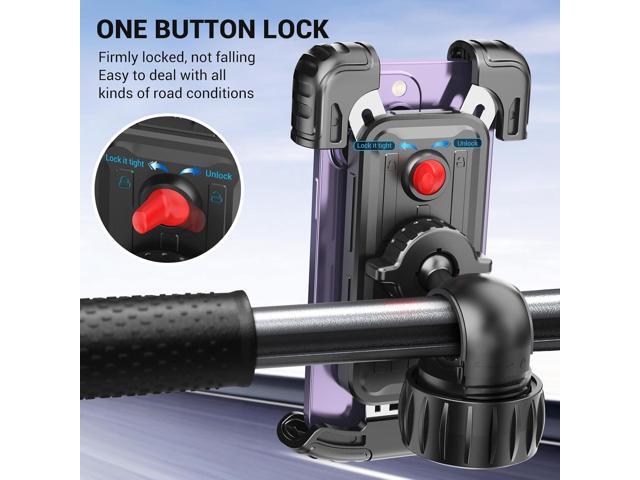 Bicycle Cell Phone Holder, 360 Degree Adjustable, Quick Mount, Bicycle Handlebar Cell Phone Holder for iPhone 16 15 14 Pro Max / 13/12, 4.7-7'...