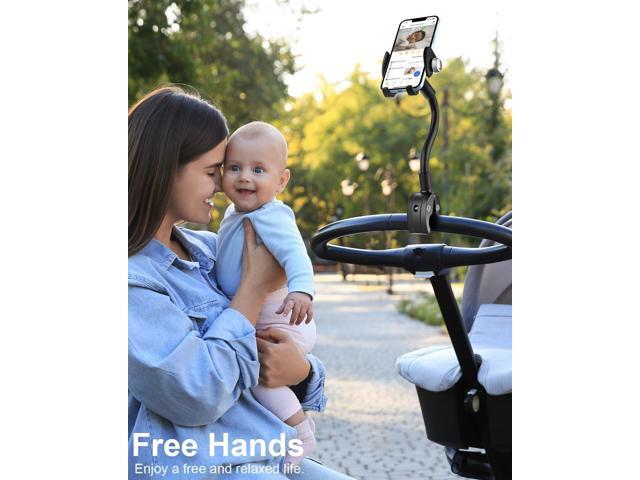 Gooseneck Phone Holder for Wheelchair, Stroller, Golf Cart, Boat, Mic Stand, Indoor Cycling Bike, Gym Bicycle Handlebar Clamp, Compatible with...