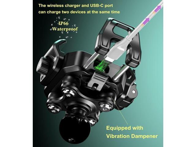 BRCOVAN Motorcycle Phone Mount Handlebar Holder with Qi 15W Wireless Charger & 36W PD/USB C Fast Charging Port, Anti-Theft, with Vibration...