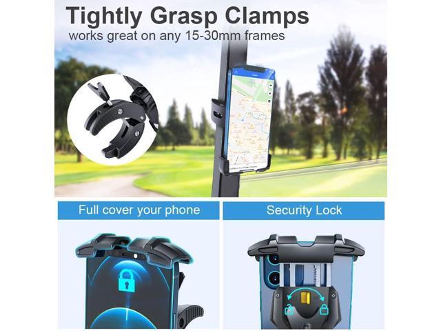 TOPGO Golf Cart Phone Holder, No Shaking Phone Holder for Bike, One-Handed Pick and Place Motorcycle Phone Mount for Handlebars (Black, Medium)