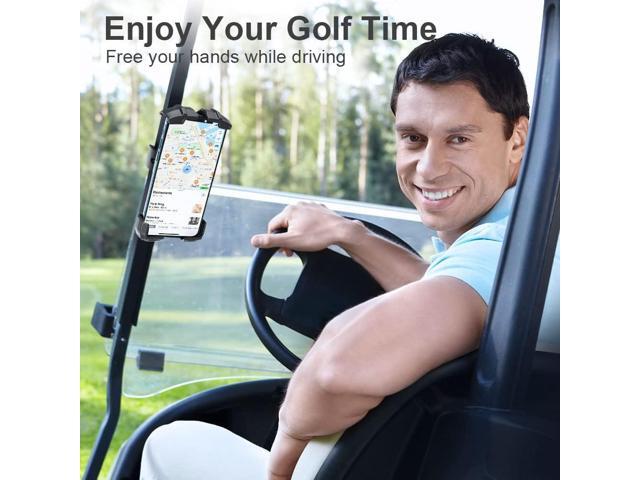 TOPGO Golf Cart Phone Holder, No Shaking Phone Holder for Bike, One-Handed Pick and Place Motorcycle Phone Mount for Handlebars (Black, Medium)