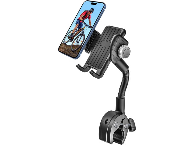 woleyi Gooseneck Phone Holder for Bike - Motorcycle Phone Mount, 360° Rotatable Adjustable Cell Phone Handlebar Clamp, Scooter Phone Clip,...