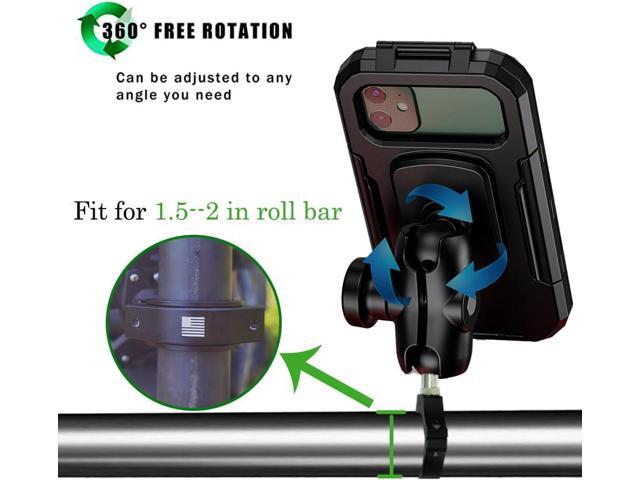 Hamdril UTV Phone Mount with Waterproof Protector, 360 Degree Adjustable UTV Holder, Compatible with 1.5-2inch Roll BarUTV SXS/Polaris RZR 900 1000...