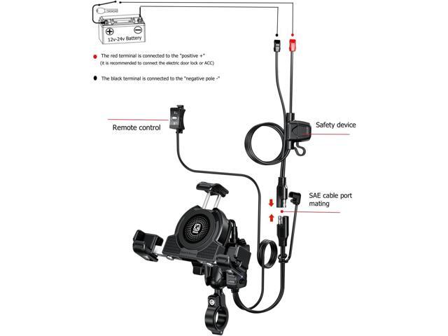Kewig Motorcycle Phone Mount with Qi 15W Wireless Charger & USB C 36W Fast Charging Port, No Block Camera, Anti-Theft Phone Holder Handblebar with...
