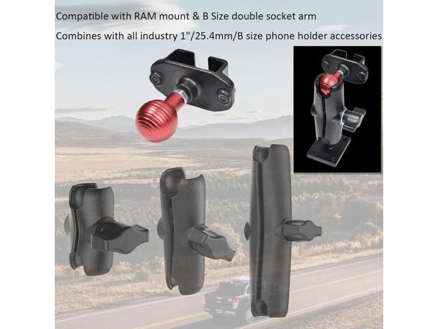 HYS Handheld Radio/Mic Hanger with Belt Clip/Round Knob Holder with 1' (25mm) Ball Head Adapter Compatible with RAM mounts B Size Double Socket Arm...