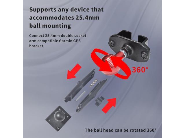 HYS Handheld Radio/Mic Hanger with Belt Clip/Round Knob Holder with 1' (25mm) Ball Head Adapter Compatible with RAM mounts B Size Double Socket Arm...