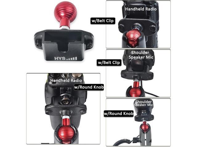 HYS Handheld Radio/Mic Hanger with Belt Clip/Round Knob Holder with 1' (25mm) Ball Head Adapter Compatible with RAM mounts B Size Double Socket Arm...