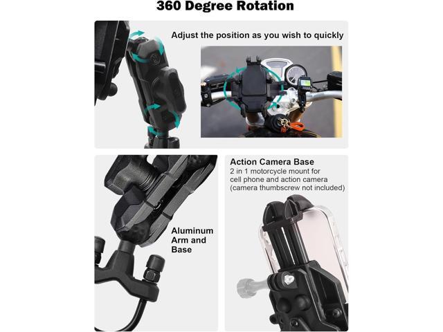 Vibration Dampening Motorcycle Phone Mount, Solid Motorcycle Phone Holder with Vibration Dampener, Protect Cell Phone Components, Suitable for...