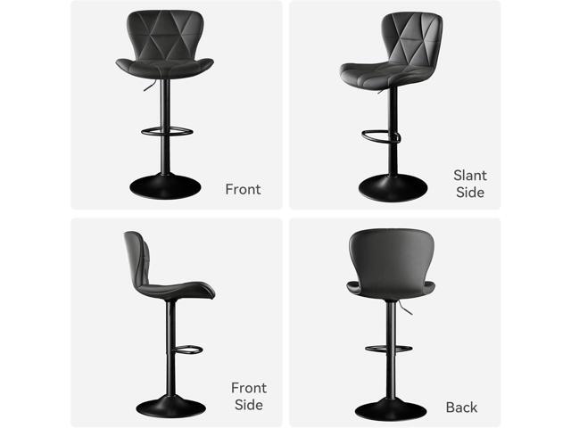 Bar Stools,Adjustable Swivel Barstools, Faux Leather Bar Chairs,Upholstered Counter Height with High Backrest for Kitchen Island, Black