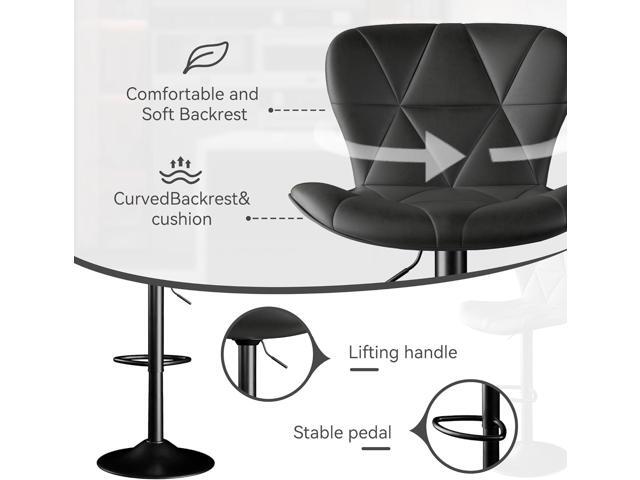 Bar Stools,Adjustable Swivel Barstools, Faux Leather Bar Chairs,Upholstered Counter Height with High Backrest for Kitchen Island, Black