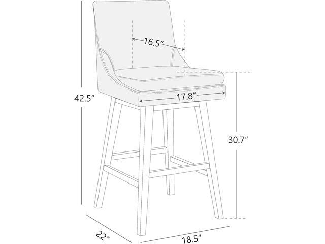 CHITA Bar Height Swivel Barstool with Back Set of 2, FSC Certified Upholstered Bar Stool, 30.7' H Seat Height, Fabric in Ivory