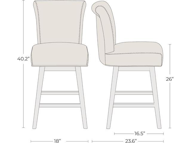 CHITA 26 Inch Counter Height Swivel Bar Stools Set of 2, FSC Certified Modern Upholstered Faux Leather Swivel Barstool Chair with Back, Stone Grey