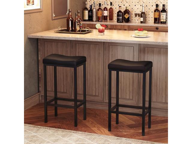HOOBRO Bar Stools, Set of 2 Bar Chairs, Counter Height Stools, Saddle Stools with Curved Surface, Kitchen Stools, 24.8 Inches, 2.4' Thick...