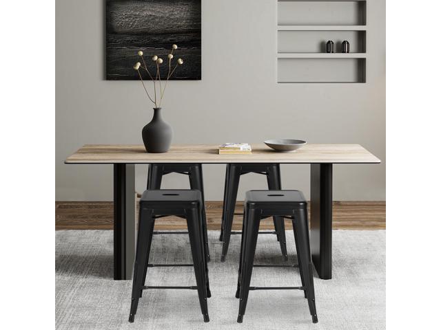 FDW Metal Bar Stools Set of 4 Counter Height Bar Stools 24 Inches Industrial Bar Chairs Patio Stool Stackable Backless Stool Indoor Outdoor Metal...