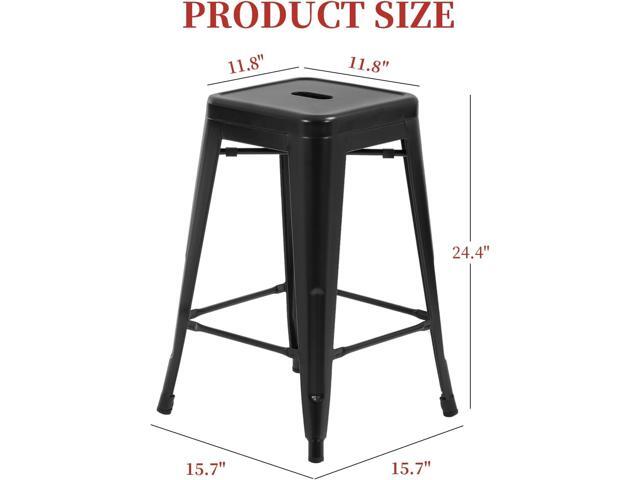 FDW Metal Bar Stools Set of 4 Counter Height Bar Stools 24 Inches Industrial Bar Chairs Patio Stool Stackable Backless Stool Indoor Outdoor Metal...
