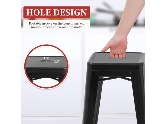 FDW Metal Bar Stools Set of 4 Counter Height Bar Stools 24 Inches Industrial Bar Chairs Patio Stool Stackable Backless Stool Indoor Outdoor Metal...