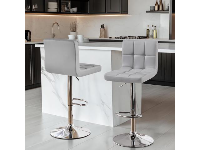 Yaheetech Bar Stools Set of 2, PU Leather Adjustable Barstools, Modern Counter Stools with Back and Footrest, Counter Height Barstools for Bar,...