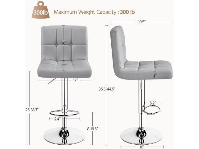 Yaheetech Bar Stools Set of 2, PU Leather Adjustable Barstools, Modern Counter Stools with Back and Footrest, Counter Height Barstools for Bar,...